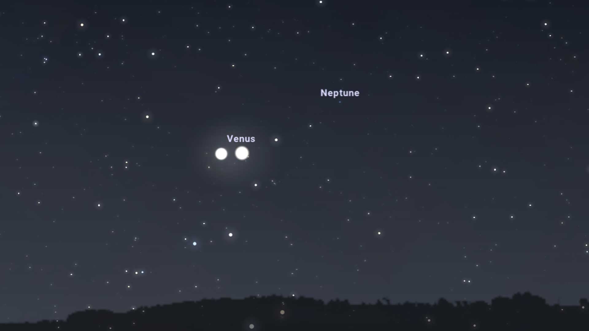 Venus está cerca de Júpiter en una captura de pantalla de Stellarium