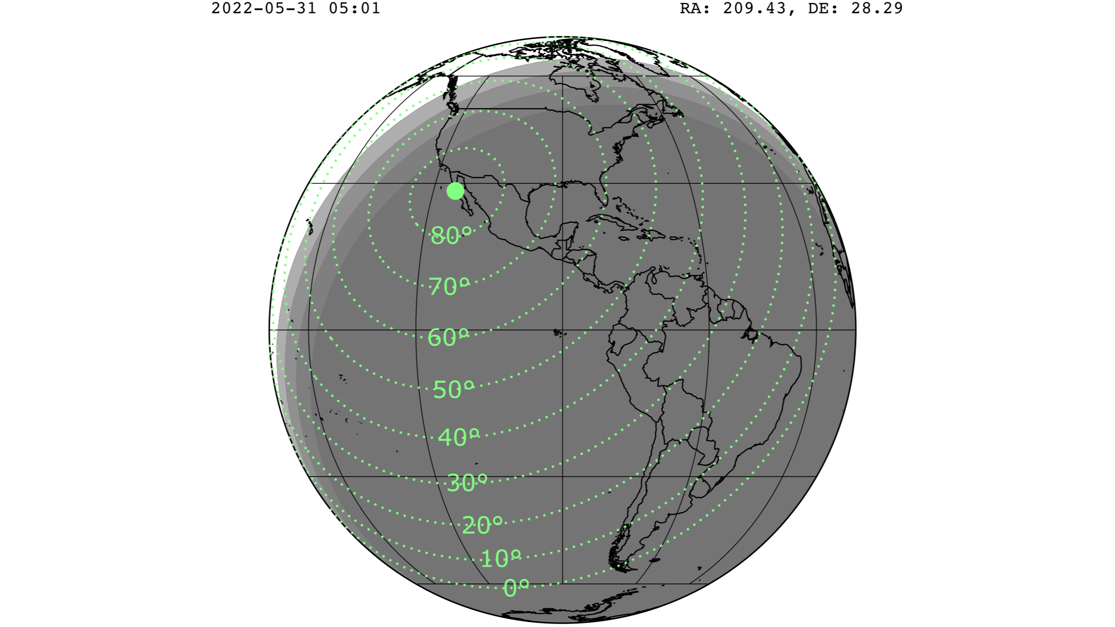 Mapa que muestra la posibilidad de ver la lluvia de meteoros Tau Herclide.