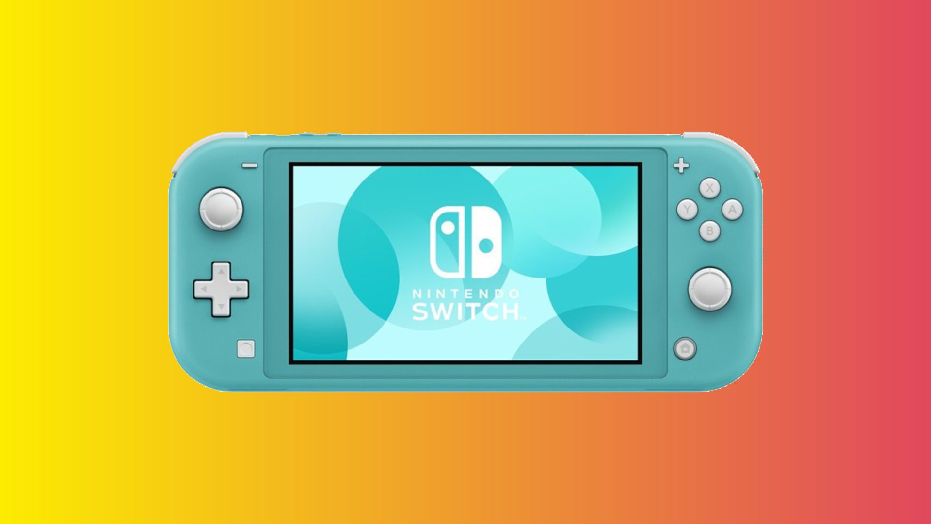 Nintendo Switch Lite sobre un fondo multicolor.