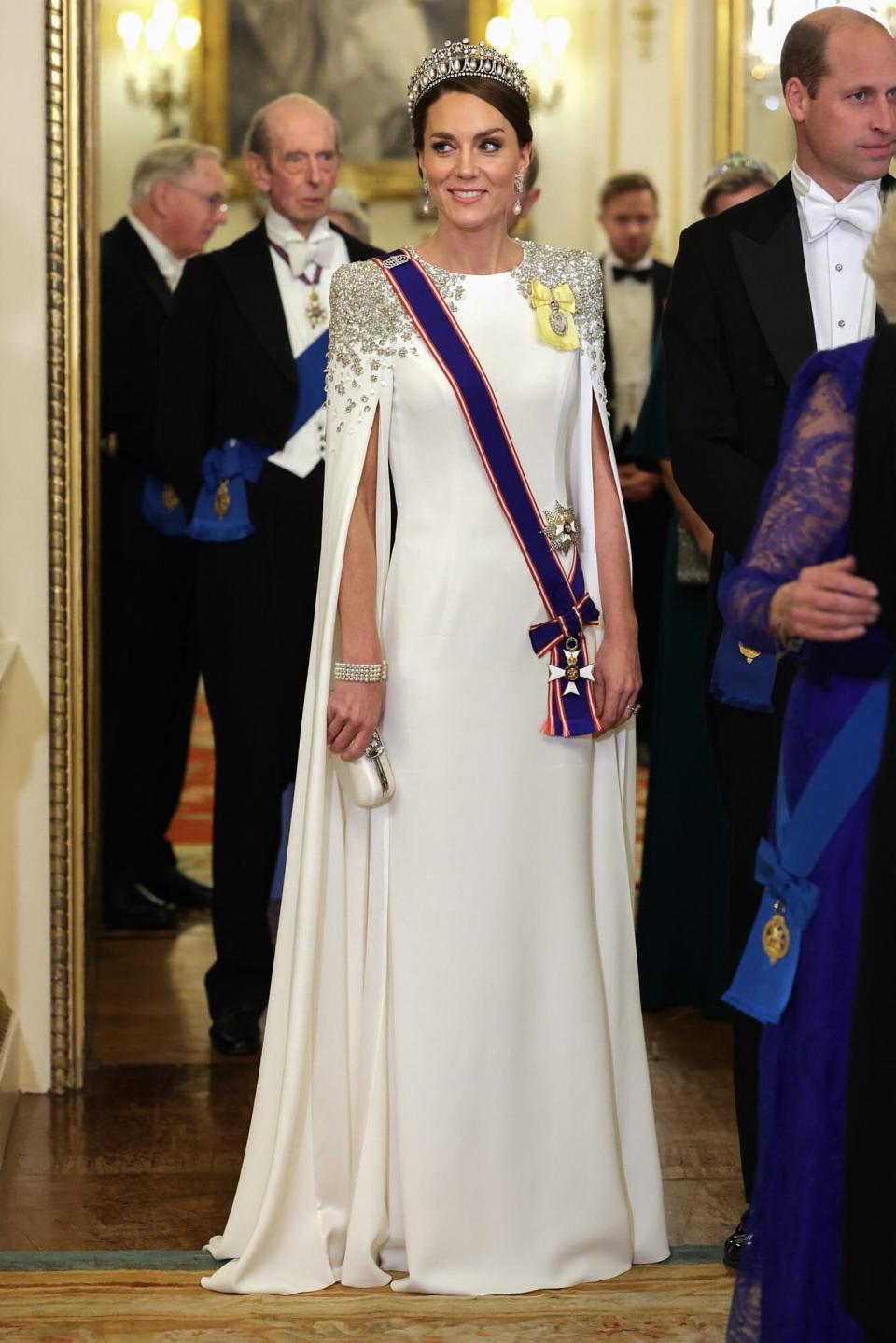 Catherine, Princesa de Gales, durante un banquete estatal en el Palacio de Buckingham el 22 de noviembre de 2022 en Londres, Inglaterra.  Esta es la primera visita de estado que el Reino Unido realiza con el rey Carlos III como monarca, y la primera visita de estado de un líder sudafricano desde 2010.